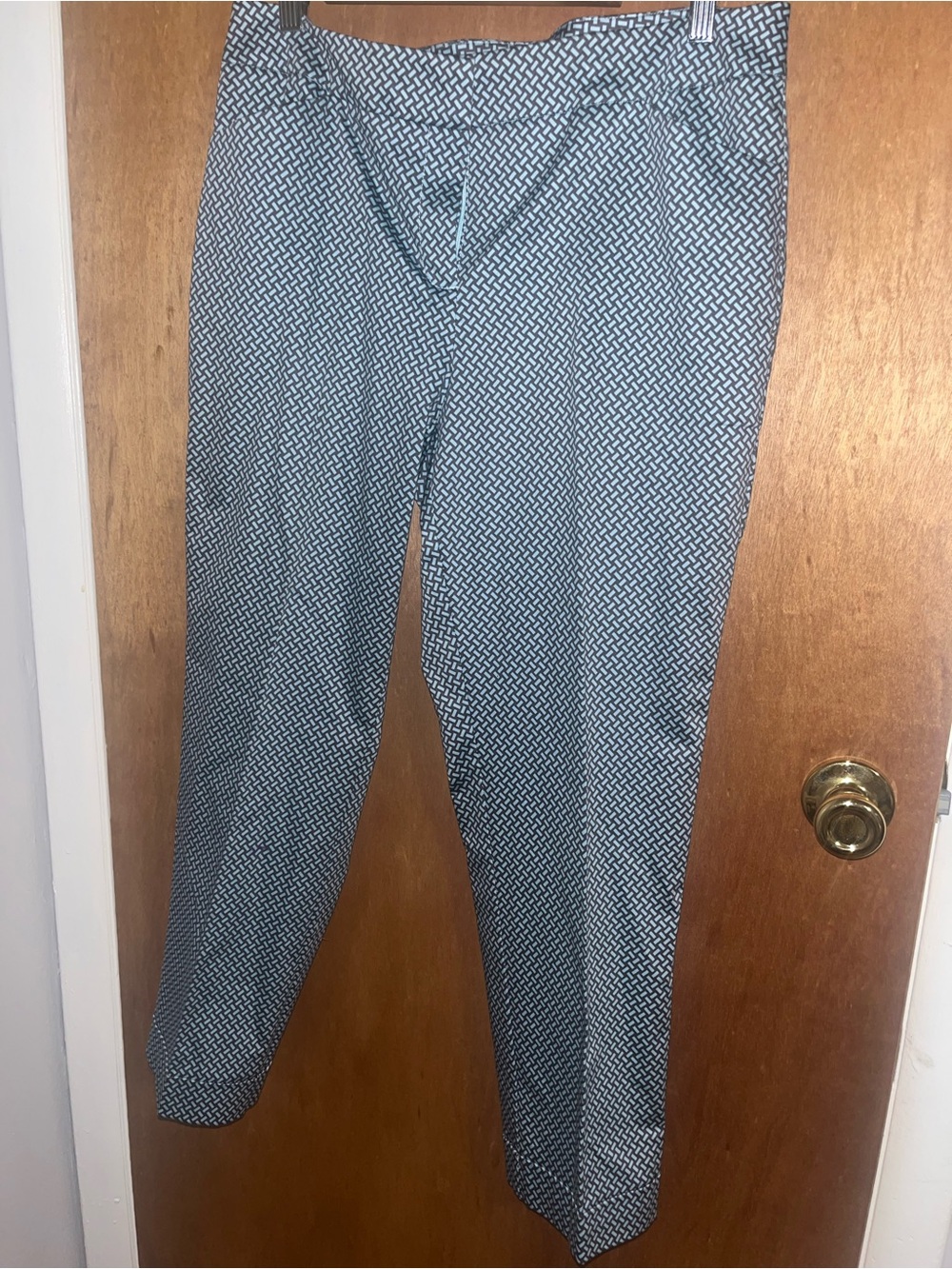 New York & Company Blue and Gray Geometric Dress Pants